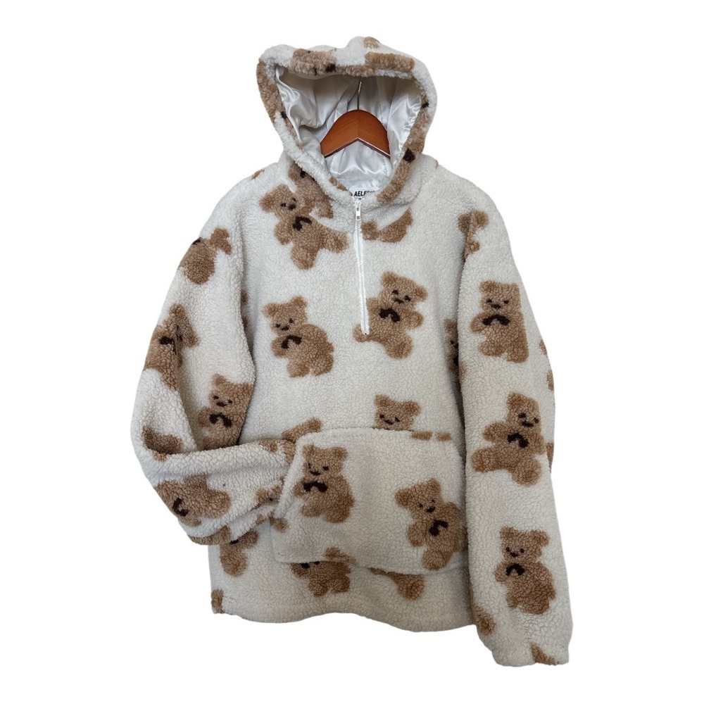 Aelfric Eden Women’s Bear Print Puffer Jacket - Cream and Brown